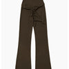 Dark brown women's performance tracksuit pants with a gathered waist.