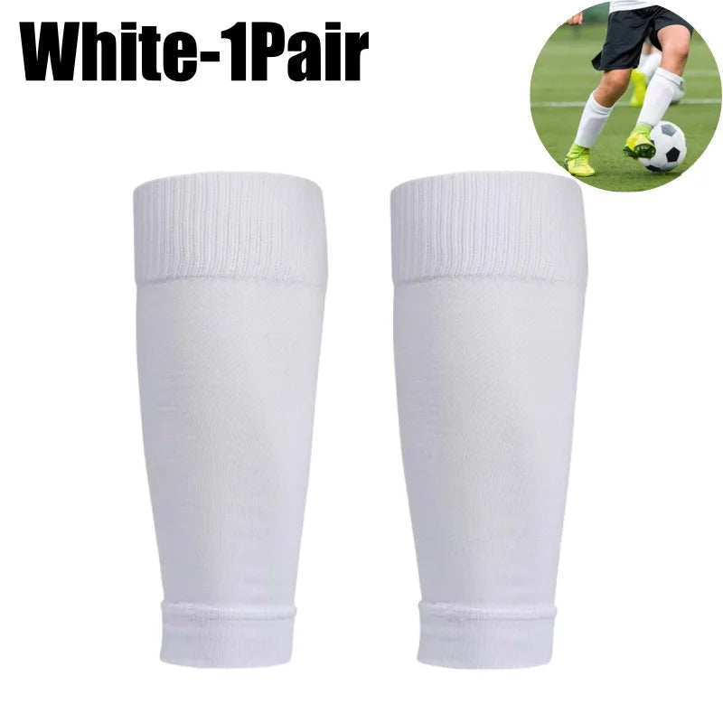 A pair of white compression sports socks for football and team activities.