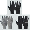 A set of black and gray sports football gloves shown in various angles