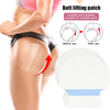 A woman applying a butt lifting patch to her skin, showing before and after results.