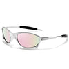 Silver metal frame polarized sunglasses with black temple tips