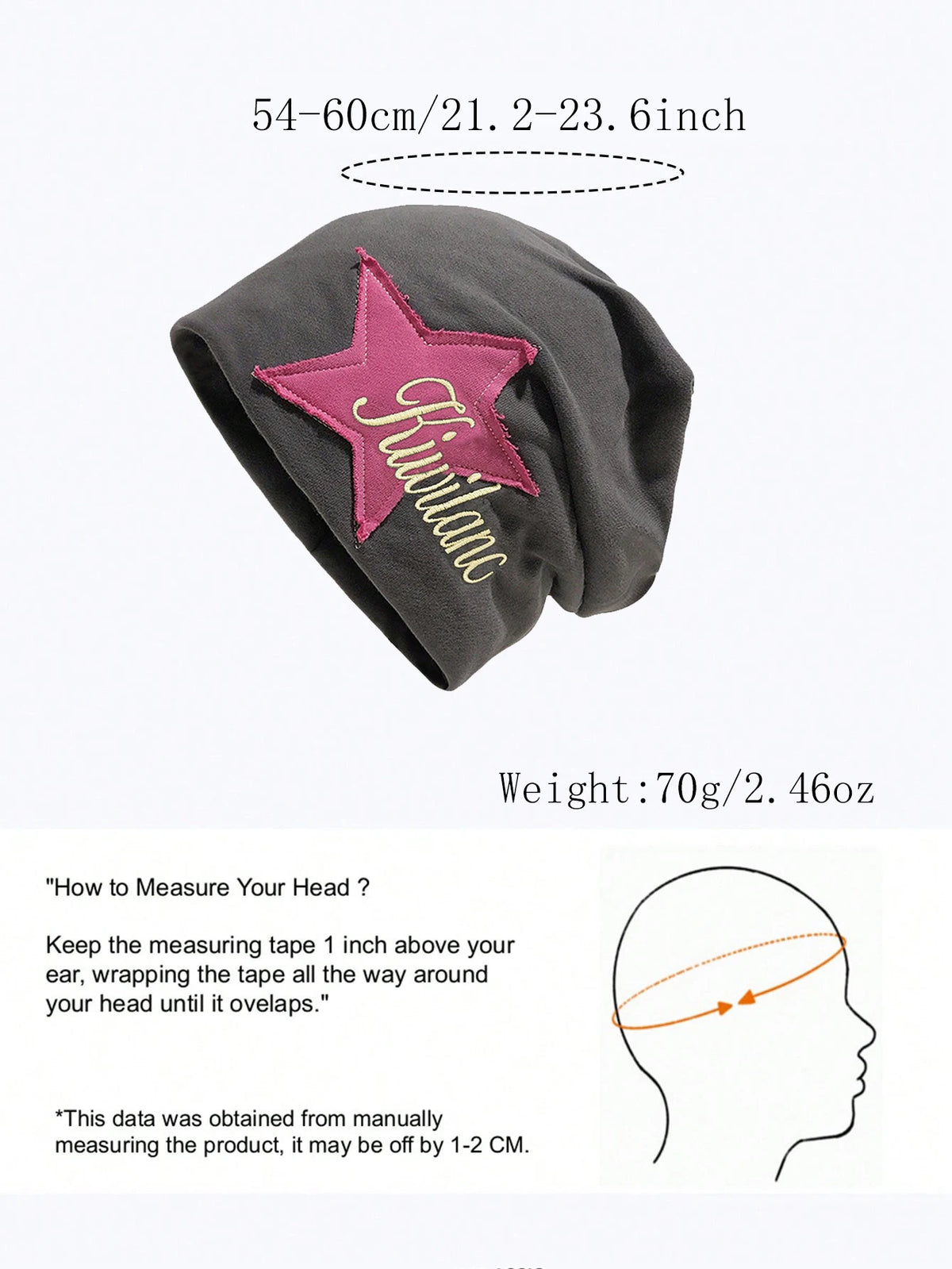 Embroidered Star-Patch Beanie Hat