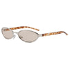 Retro oval sunglasses with a tortoiseshell frame and light brown lenses
