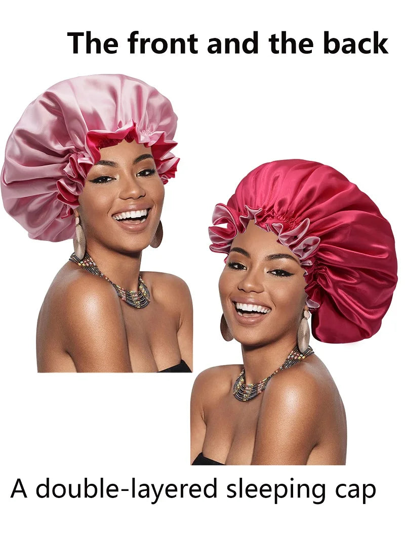 Reversible Satin Sleep Cap with Adjustable Fit