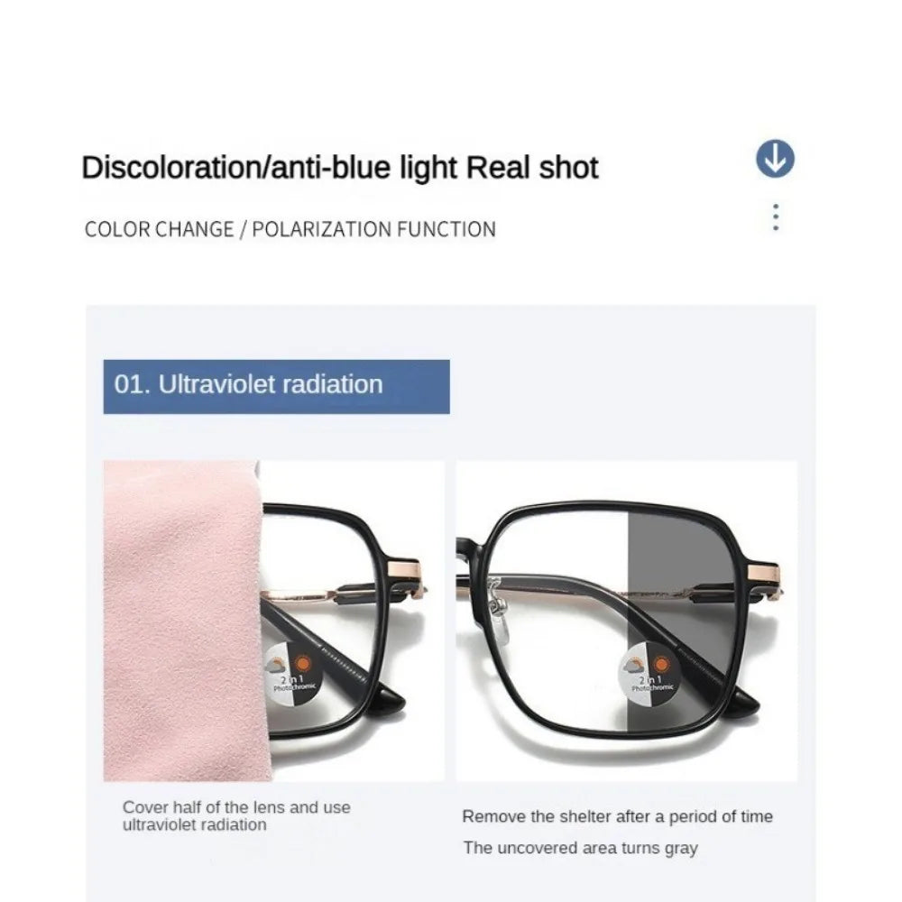 Photochromic Blue Light Blocking Glasses with Metal Frame