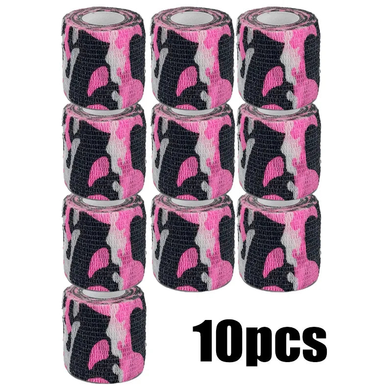 Diez rollos de vendas elásticas con patrón de camuflaje para deportes y caza