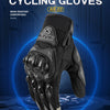 A pair of black breathable cycling gloves shown against a blue background with a glowing effect.