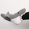 Gray crocodile knit socks featuring a realistic design and white trim