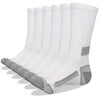 Un paquet de six chaussettes de sport pour hommes blanches, présentées à plat.