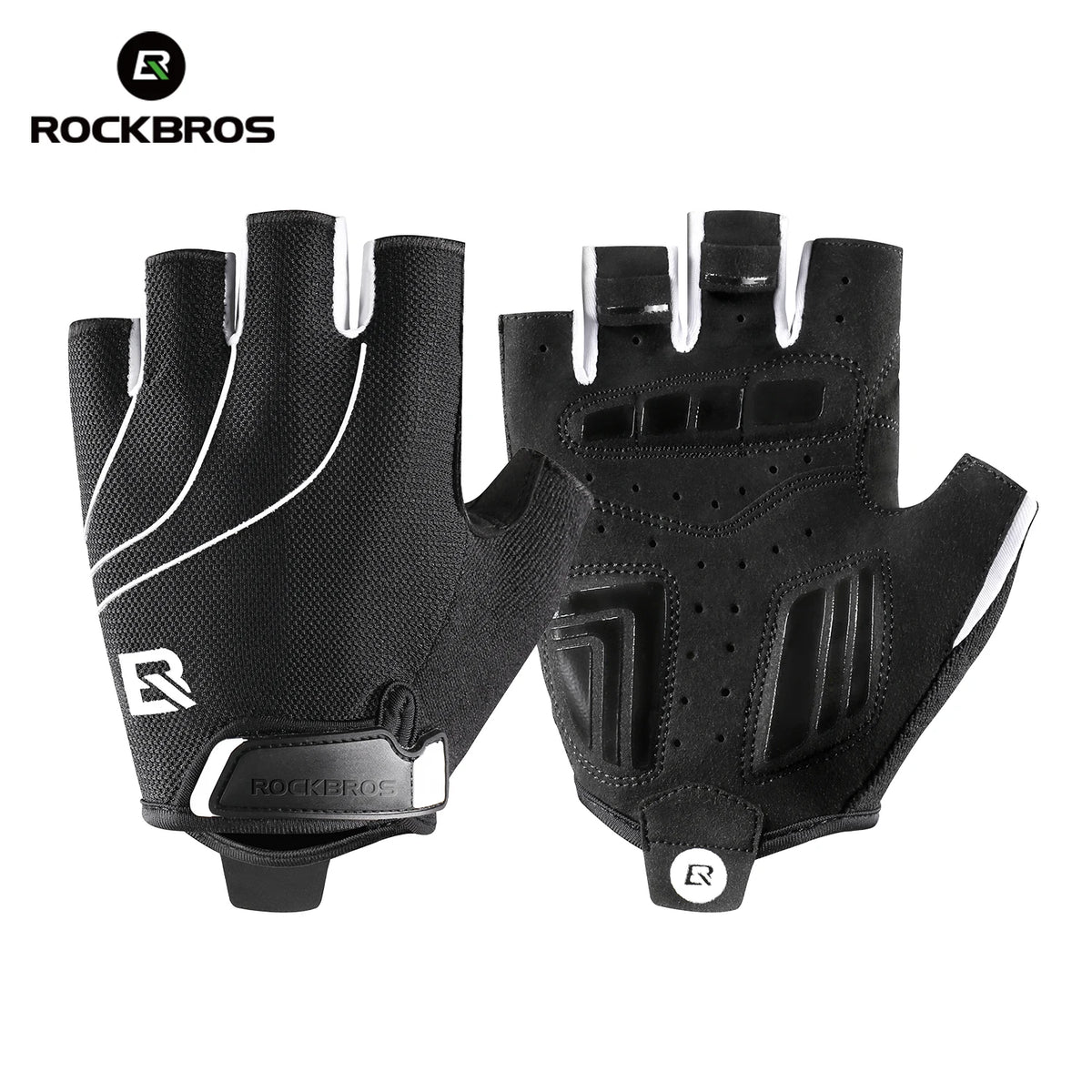 A pair of black breathable cycling gloves designed for mountain biking riding.
