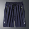 Navy blue men's quick dry jogging shorts with drawstring and side pockets
