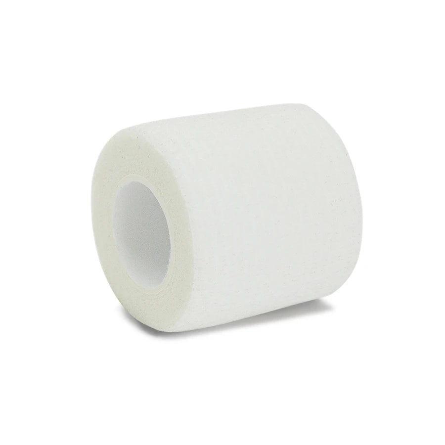 Roll of white breathable elastic medical gauze bandage