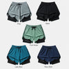 A collection of men's quick-dry athletic shorts in various colors including gray, black, mint green, fruit green, lake blue, 