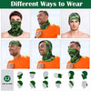 Various ways to wear a multi-functional UV protection head wrap and bandana in green camouflage color
