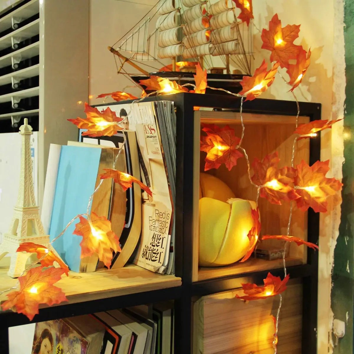 Maple Leaf LED String Lights – Battery Operated Waterproof Decor
