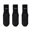 Drei Paar schwarze atmungsaktive Yoga-Sportsocken über dem Knie mit DOIT-Logo