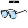 Black vintage square sunglasses with blue mirrored lenses and double bridge