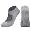 Gray breathable women's pilates and yoga socks shown from the side