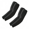 A pair of black unisex UV protection arm sleeves laid out for display.