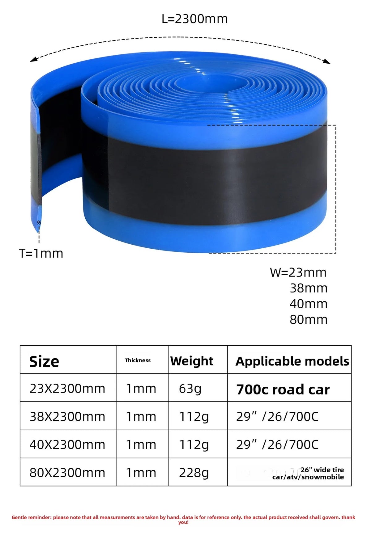 Bicycle Tire Liner Flat Protector for Multiple Wheel Sizes