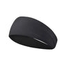 A black elastic sports headband shown from the side.