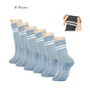 Six pairs of light blue grip socks for yoga and barre exercises