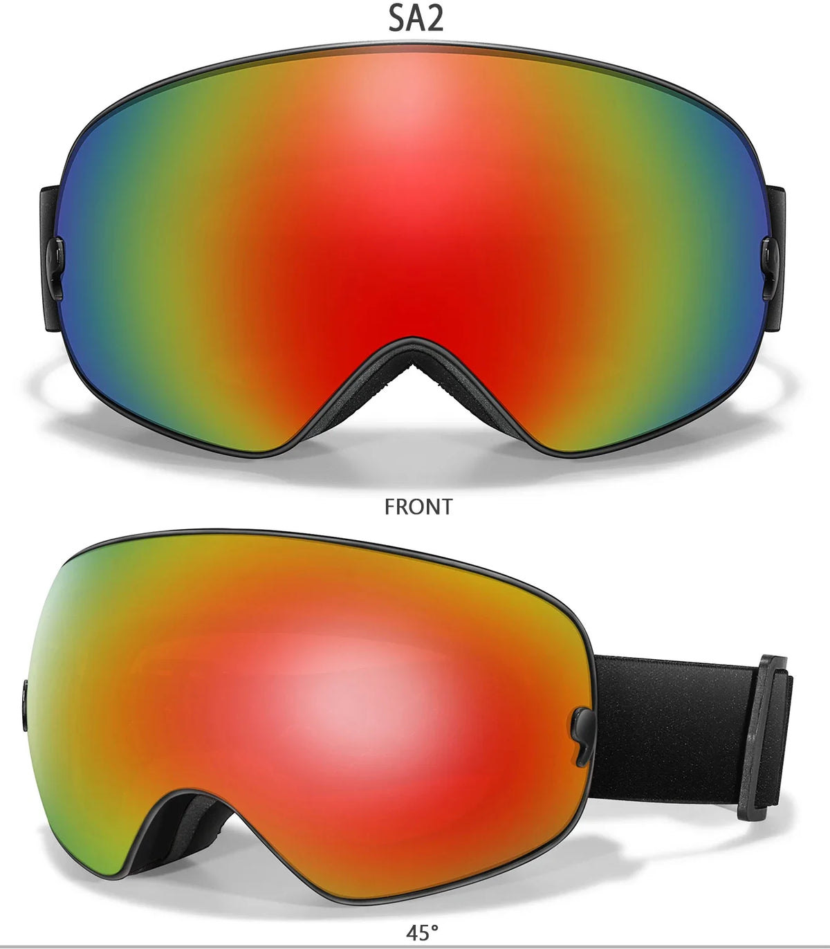 Outdoor Ski Goggles with Protective Case and Anti-Fog Lenses