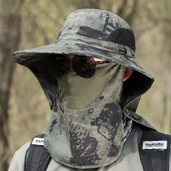 Wide Brim Bucket Hat with Neck Protection
