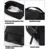 Black waterproof sports shoe carrier bag showing its main compartment, handheld design, ventilation holes, and smooth zipper.