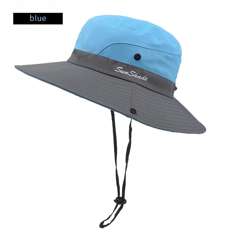 Women's Dual-Tone Sun Hat with Ponytail Hole