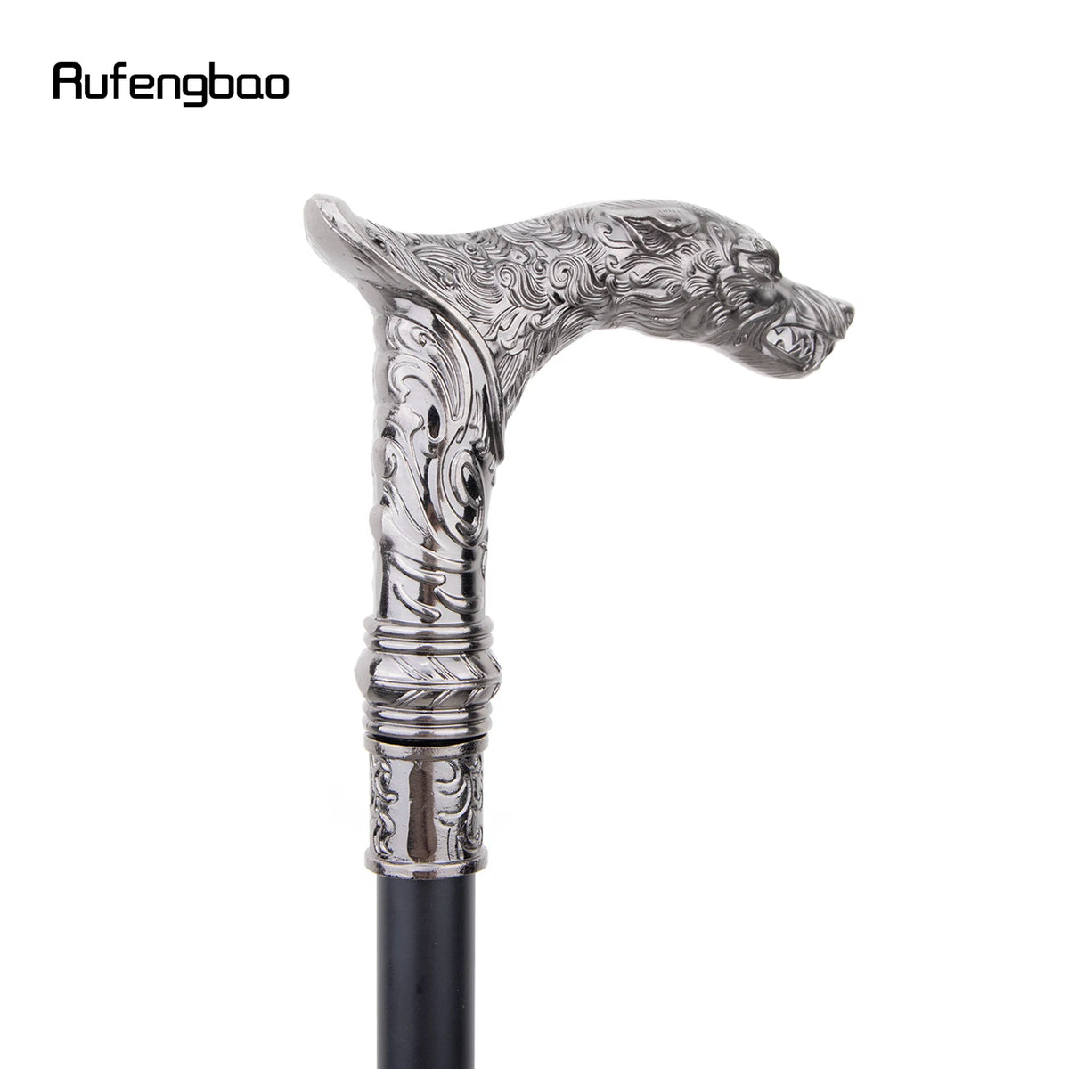 Vintage Wolf-Head Walking Cane with Steel Shaft