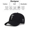 Black unisex embroidered snapback baseball cap with a subtle text design