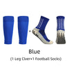 Blue anti-slip football socks set including one leg cover and one pair of football socks