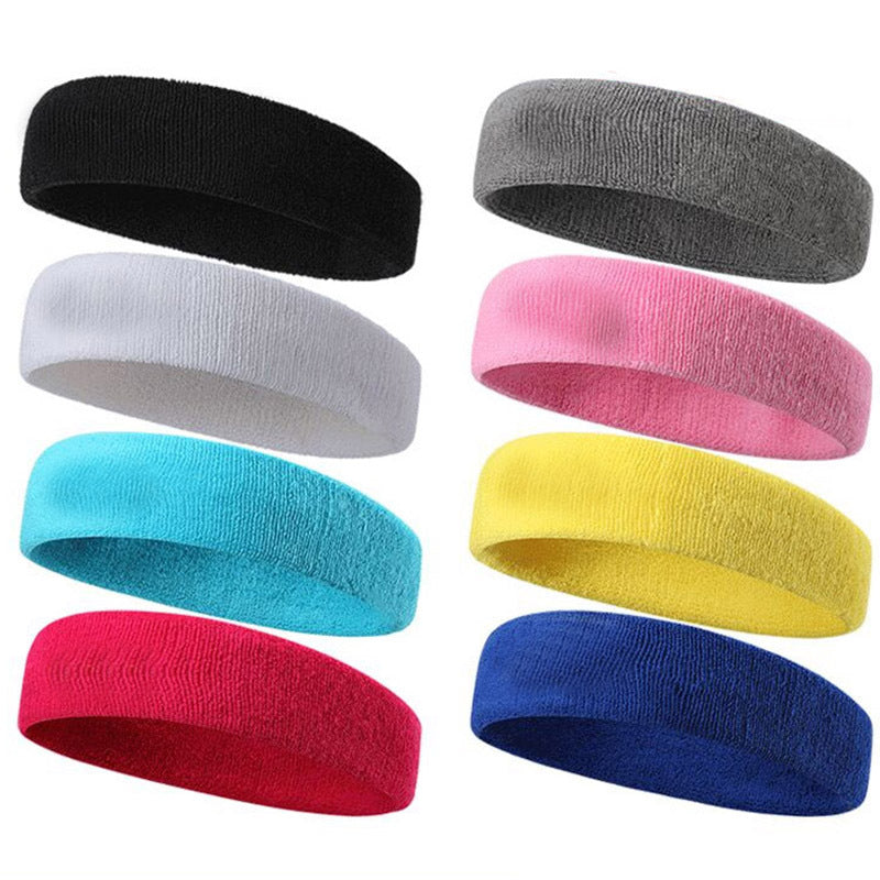 A multi-pack of colored sports headbands in black, gray, white, pink, yellow, and red.