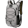 A gray multipurpose outdoor backpack with black accents and mesh features.