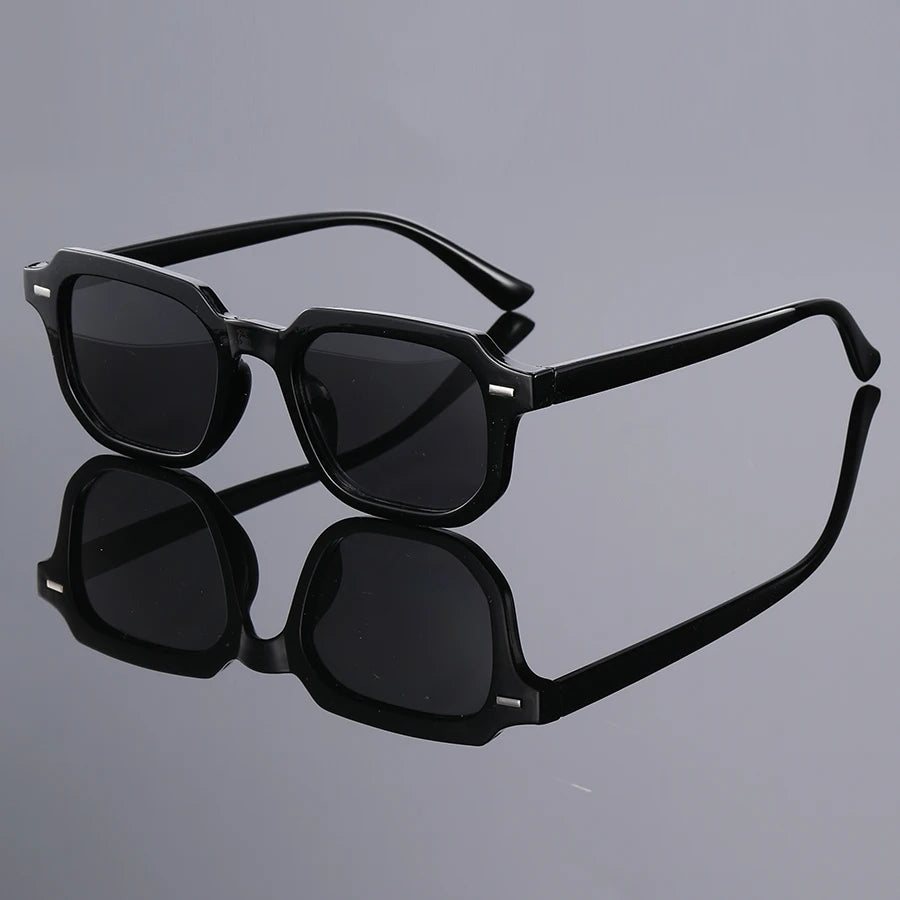 Retro Square Sunglasses with Rivet Accents for Men