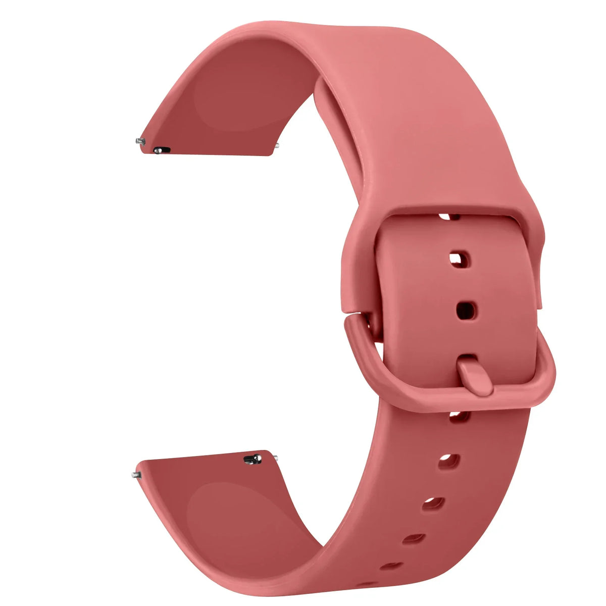 A close-up view of a rose pink silicone watch strap for Huawei and Honor watches.