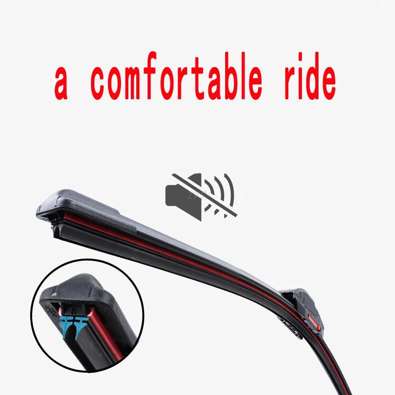 Close-up view of a universal car wiper blade assembly with a protective cover and rubber blade.