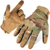 Une paire de gants tactiques en sport couleur sable pour activités de plein air, vue rapprochée.