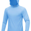 Hellblaue, langärmelige UV-Schutz-Hoodie für Herren mit Kapuze
