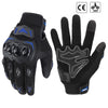 Gants tactiques noirs pour moto, vue de la paume.