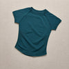 A teal seamless high-waist yoga set for women shown flat lay.