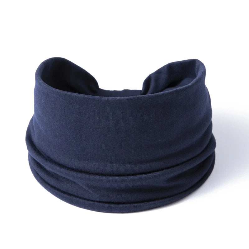 Navy blue boho wide headband hair wrap for women