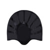 Black waterproof silicone swimming cap designed for long hair