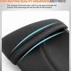 Close-up view of a black knee sleeve showing fine routing and stitching detail.