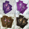 Embroidered Floral Bee Fingerless Gloves