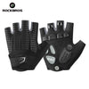 A pair of black breathable cycling gloves designed for mountain biking riding.