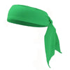 A bright green breathable sports headband tied in a knot, shown from the side.