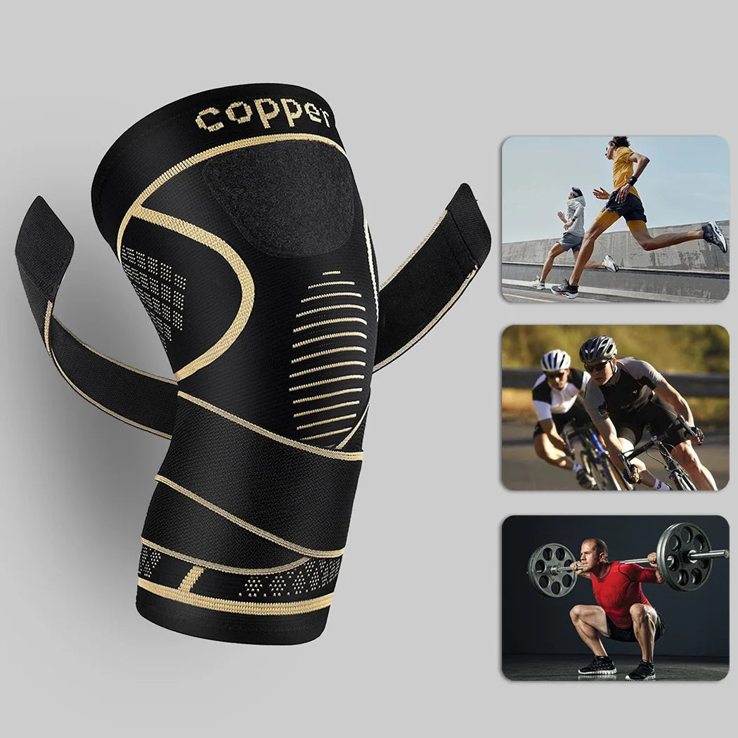 Copper-Infused Knee Compression Sleeve with Adjustable Strap