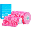 Rolls of pink kinesiology tape and a box labeled OKTAPE for muscle support